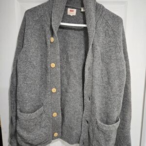 Levi's Gray Shawl-Collar Button Cardigan with Pockets